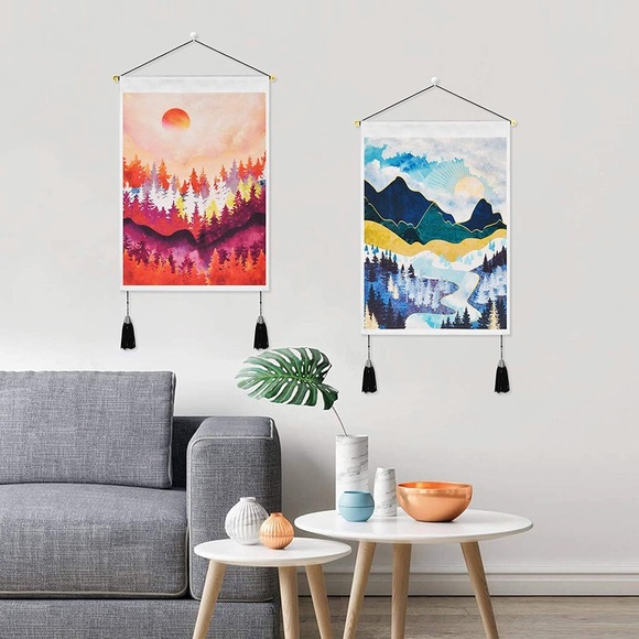 Retro Spring/Fall California Mountains Nature Pop Art Tapestry Wall Room Decor - Picture 3 of 7